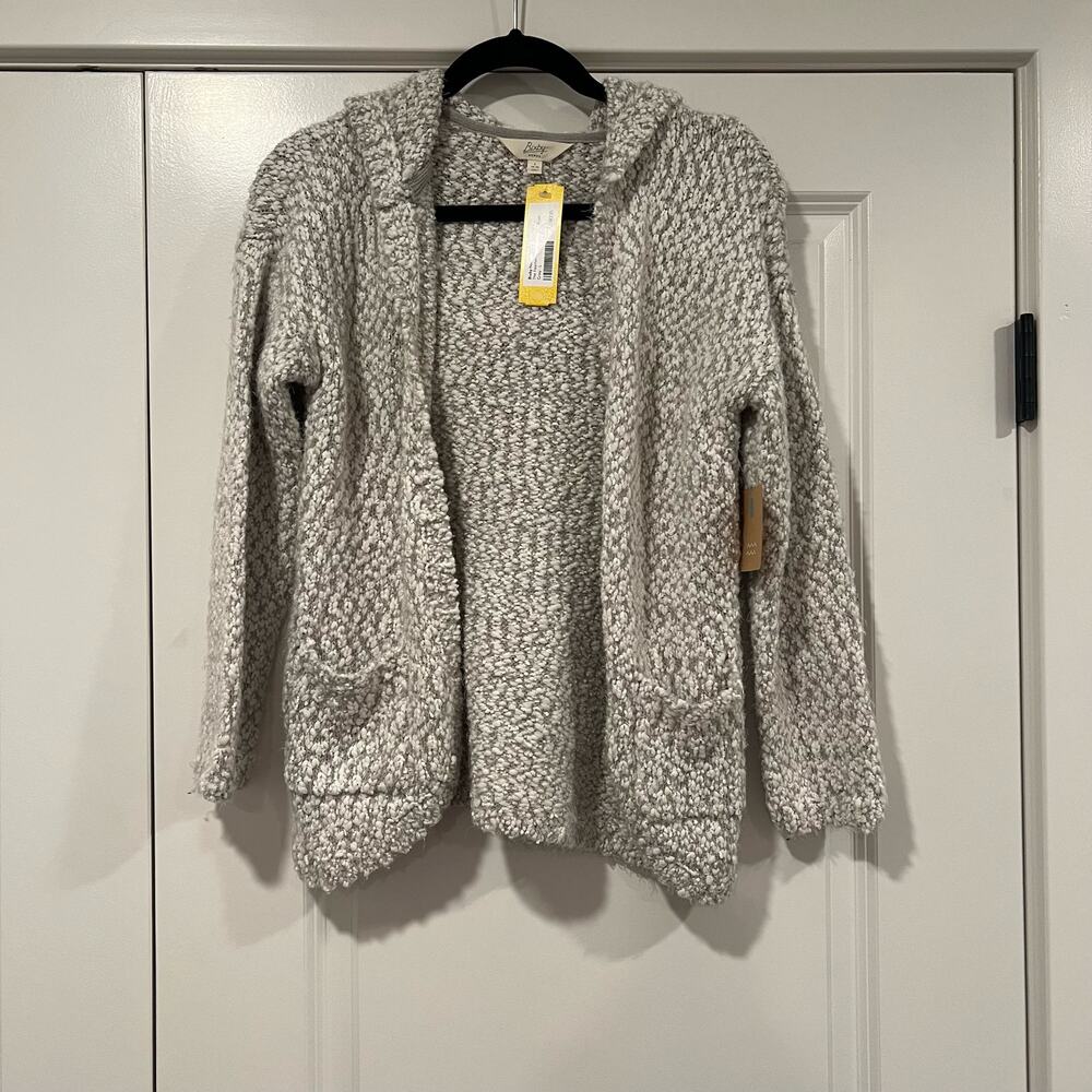 NWT Bixby Nomad Stitch Fix Hooded Cardigan Grey White Size‎ L 12-14